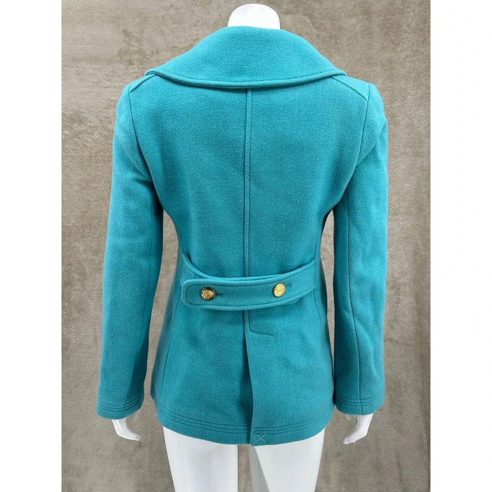 J Crew Coat Womens 2 Blue Stadium Cloth Nello Gori Peacoat Academia Italian Wool - Picture 7 of 16